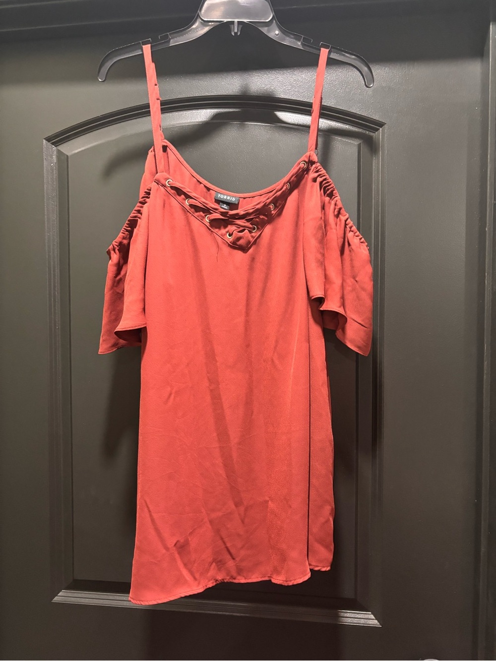 Torrid Rust Cold-Shoulder Lace-Up Women's Top